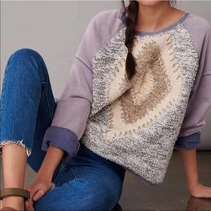 Anthropologie Pilcro Anabel Textured Knit Crewneck Sweatshirt